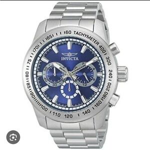 Invicta Silver and Blue Chronograph Watch